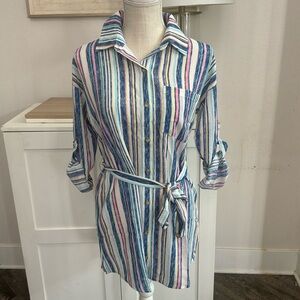 Nevena Rae Brand New NWOT Large Stripes Mini Shirt Dress